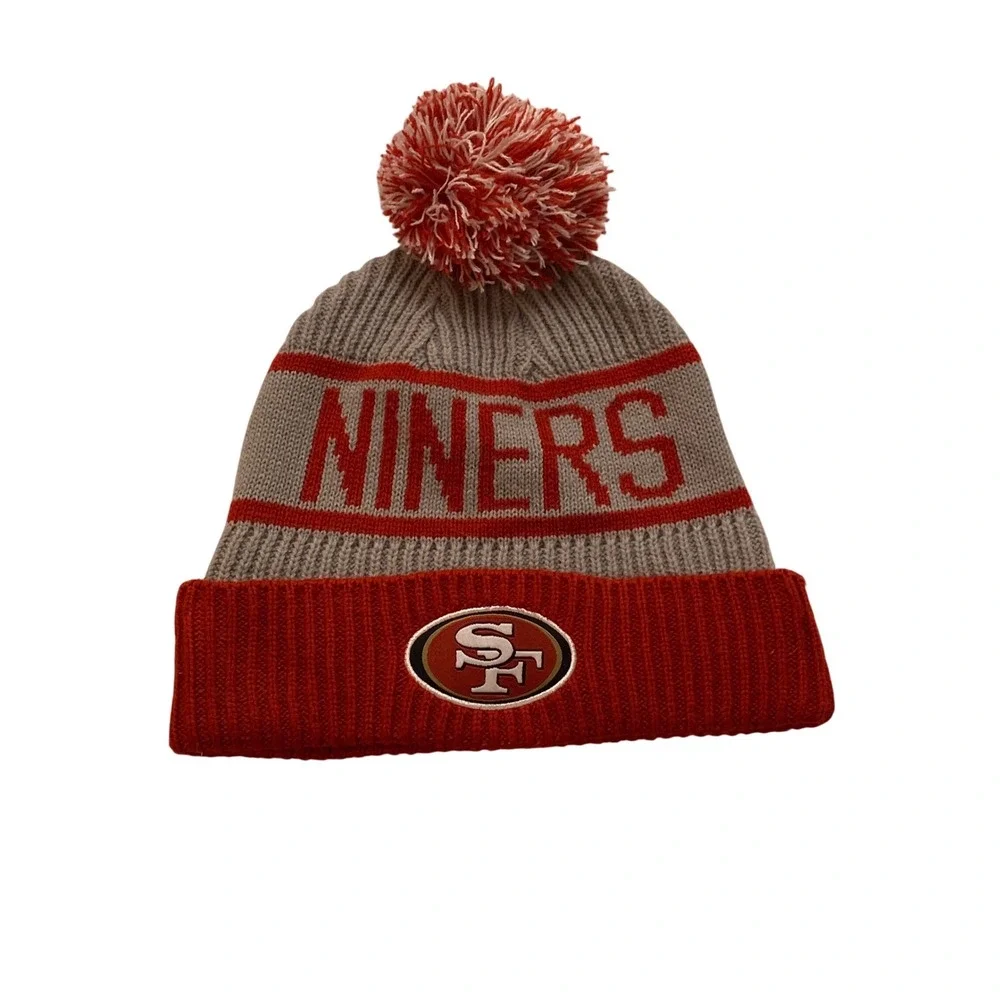 San Francisco 49ers Beanie Hat Mens Idegy‎ Red Grey Niners Pom Knit Cuffed Cap